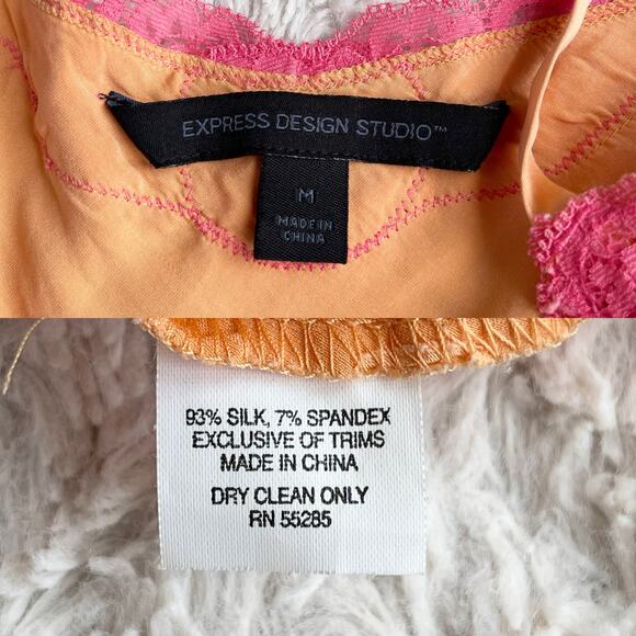 Express silk satin beaded lace trim camisole fairy‎ coquette vintage Y2K top M - Picture 3 of 14